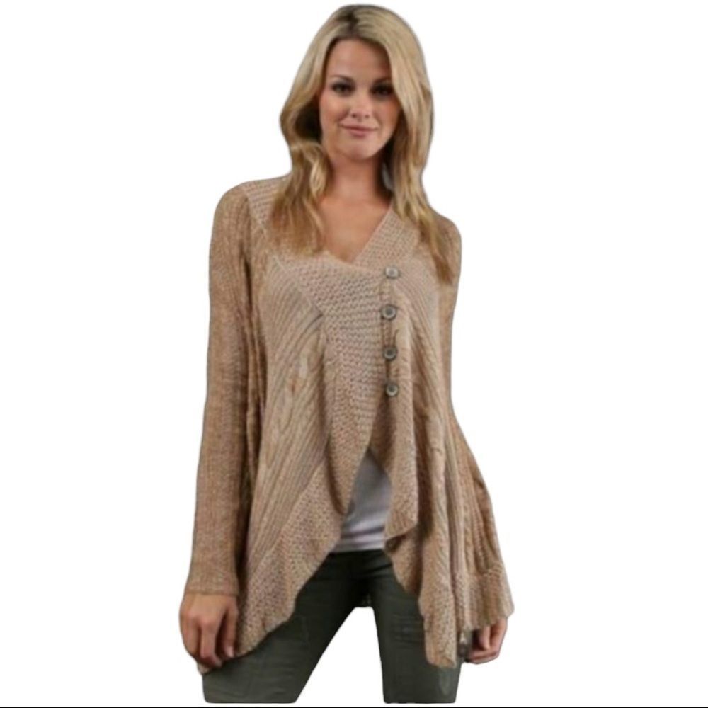 Free People Hemingway Cape cardigan Beige Size Large